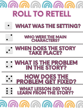 Reading Comprehension Dice Game (ROLL TO RETELL) by TeacherKassie