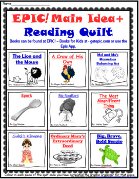Preview of Reading Comprehension Strategies Practice Worksheets - EPIC! Main Idea+ Quilt