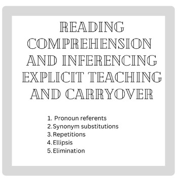 Preview of Reading Comprehension Explicit Teaching and Carryover