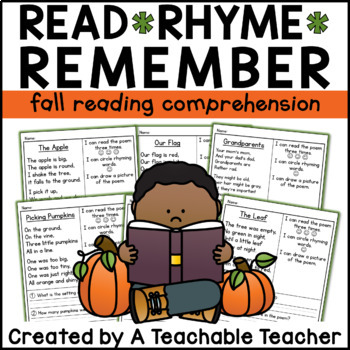 Preview of November Poems | Fall Reading Comprehension Poems