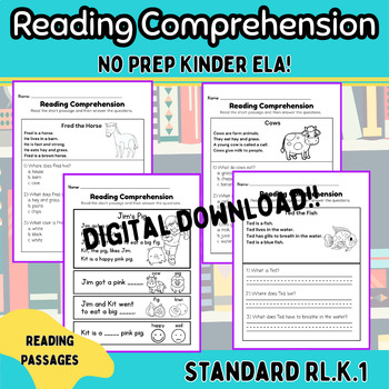 Preview of Reading Comprehension For Kindergarten and 1st Grade RL.K.1