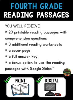 Reading Comprehension: Fourth Grade Reading Comprehension Passages and