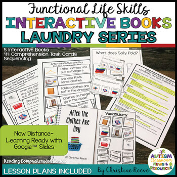 Preview of Life Skills Laundry Functional Reading Lessons, Interactive Books, & Task Cards