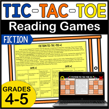 Preview of Reading Comprehension Games | Fiction Tic-Tac-Toe *with Digital Reading Games