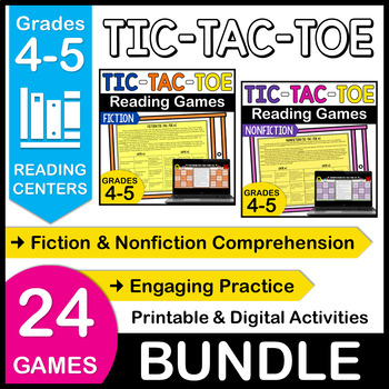 Preview of Reading Comprehension Games - Fiction and Nonfiction Tic Tac Toe