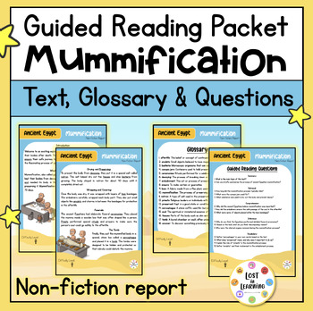 Preview of Reading Comprehension & Glossary || Egyptian Mummification || Non-fiction Report
