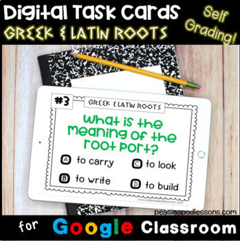 Preview of Reading Comprehension Google Forms Greek and Latin Roots for 4th 5th 6th Grade +