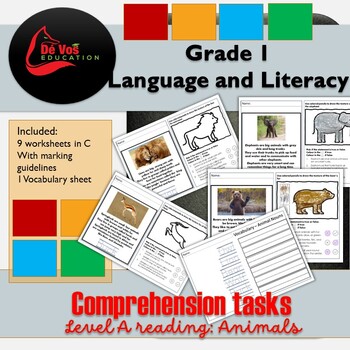 Preview of Reading Comprehension Grade 1 Level A Animals