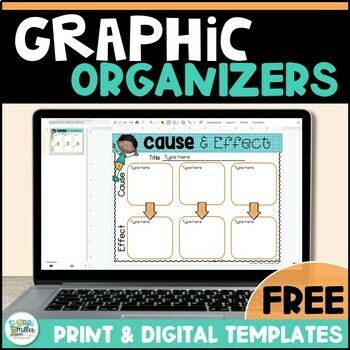 Preview of Reading Comprehension Graphic Organizers FREEBIE Print and Digital Templates