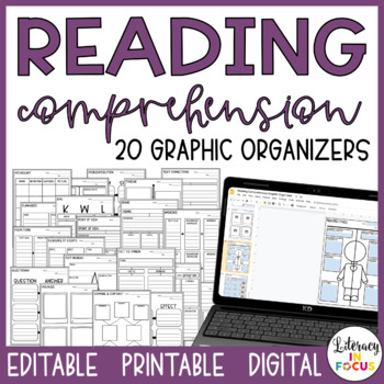 Preview of Reading Comprehension Graphic Organizers | Google Classroom | Editable