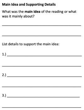 Preview of Reading Comprehension Graphic Organizers and Worksheets for Any Text -editable