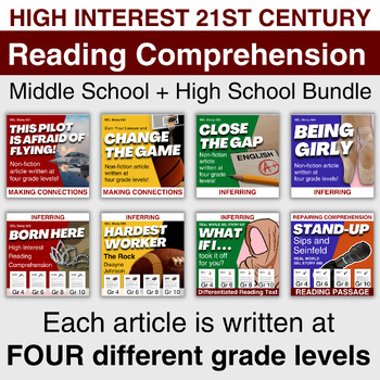Preview of Middle School / High School Reading Comprehension Bundle: SEL (Grades 4-11)