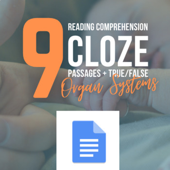 Preview of Reading Comprehension: Human Body Organ Systems - CLOZE Passages at 30% off!