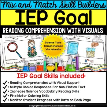 Preview of Reading Comprehension IEP Goal Skill Builder Non-Fiction SCIENCE TOOLS | Autism