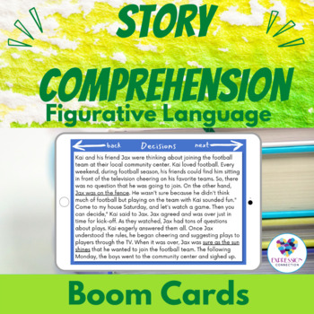 Preview of Reading Comprehension Idiom Simile Theme Inference Speech Therapy Boom™ Cards