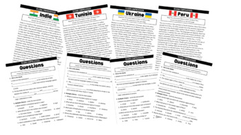 Preview of Reading Comprehension - India, Peru, Tunisia, Ukraine