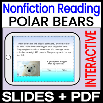 Preview of Reading Comprehension Informational Text | Interactive Reading Game + Worksheet