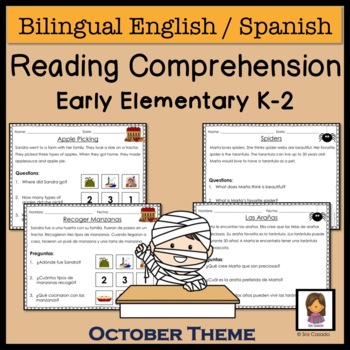 Preview of Reading Comprehension Passages October | English & Spanish