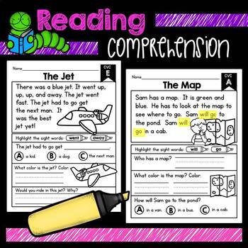 Preview of Reading Comprehension, Kindergarten Reading Comprehension Passages