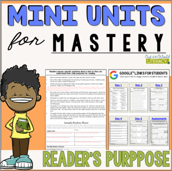 Preview of Reading Comprehension Lesson Plans - Reader's Purpose - Digital & Print