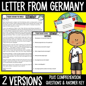 Preview of Reading Comprehension : Letter from Germany