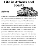 Reading Comprehension: Life in Athens and Sparta with teac