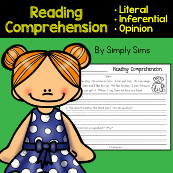 reading comprehension literal inferential opinion by simply sims