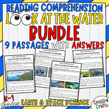 Preview of "Look at the Water" Reading Comprehension Worksheets K-1st Earth Science Bundle