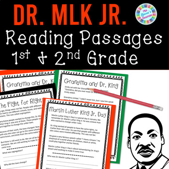 Preview of Reading Comprehension MLK Jr. Day Passages and Questions | 1st Grade 2nd Grade