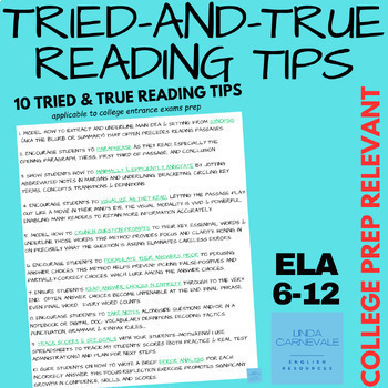 Preview of Reading Comprehension Multiple Choice Strategies>Middle-High School English ELA