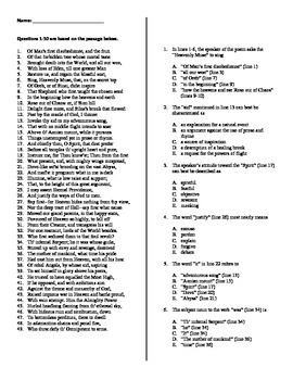 Preview of Reading Comprehension Multiple Choice for Paradise Lost