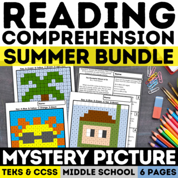 Preview of Reading Comprehension Mystery Picture Fun ELA Activities Middle School Summer