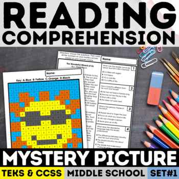 Preview of Reading Comprehension Passages Mystery Picture | Summer | Print & Digital