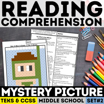 Preview of Reading Comprehension Mystery Picture | Summer Color By Number | Print & Digital