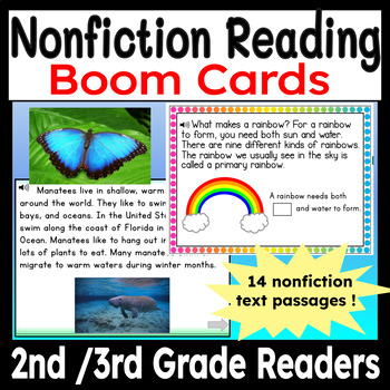 Preview of Reading Comprehension Nonfiction Boom Cards | Second and Third Grade Passages