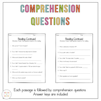 Reading Comprehension | November by Endeavors in Education | TpT