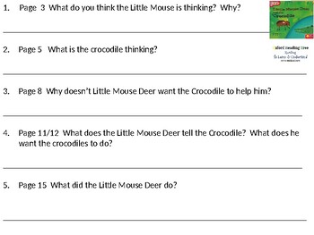 Reading Comprehension Ort Level 4 Little Mouse Deer And The Crocodile