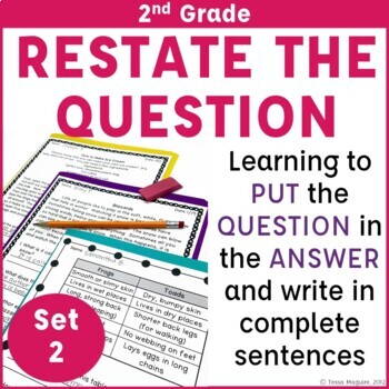 Preview of 2nd Grade Reading Passages with Comprehension Questions - Restate the Question