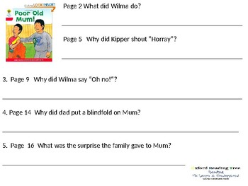 Preview of Reading Comprehension- Oxford Reading Tree Level 4   Poor Old Mum