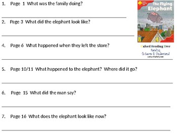 Preview of Reading Comprehension- Oxford Reading Tree Level 4  The Flying Elephant