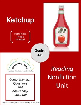Preview of Reading Comprehension Packet - All About Ketchup