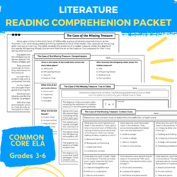 Preview of Reading Comprehension Packet: Mystery Key Ideas & Details + Context Clues
