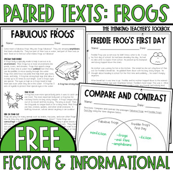 Preview of Reading Comprehension Paired Passages Frogs FREEBIE