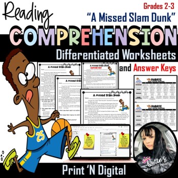 Preview of Reading Comprehension Packet - "A Missed Slam Dunk" (Print and Digital)