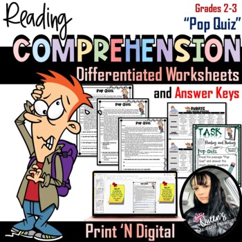 Preview of Reading Comprehension Packet - "Pop Quiz" (Print and Digital)