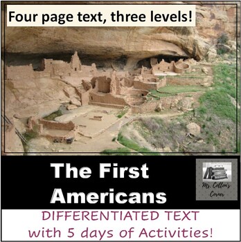 Preview of Reading Comprehension Passage - Leveled Text -  The First Americans