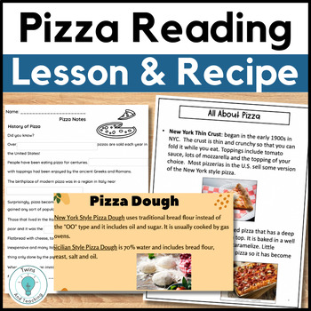 Preview of Reading Comprehension Passage Middle School High School - All About Pizza - FACS