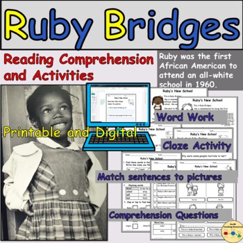 Preview of Reading Comprehension Passage Ruby Bridges Black History |Digital and Printable
