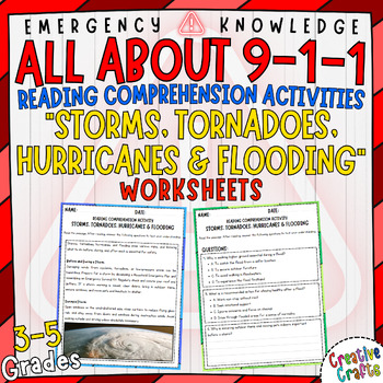 Preview of Reading Comprehension Passage: Storms, Tornadoes, Hurricanes & Flooding