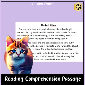 Preview of Reading Comprehension Passage :  The Lost Kitten